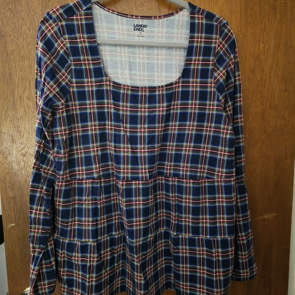 Lands' End Plaid Long Sleeve Top